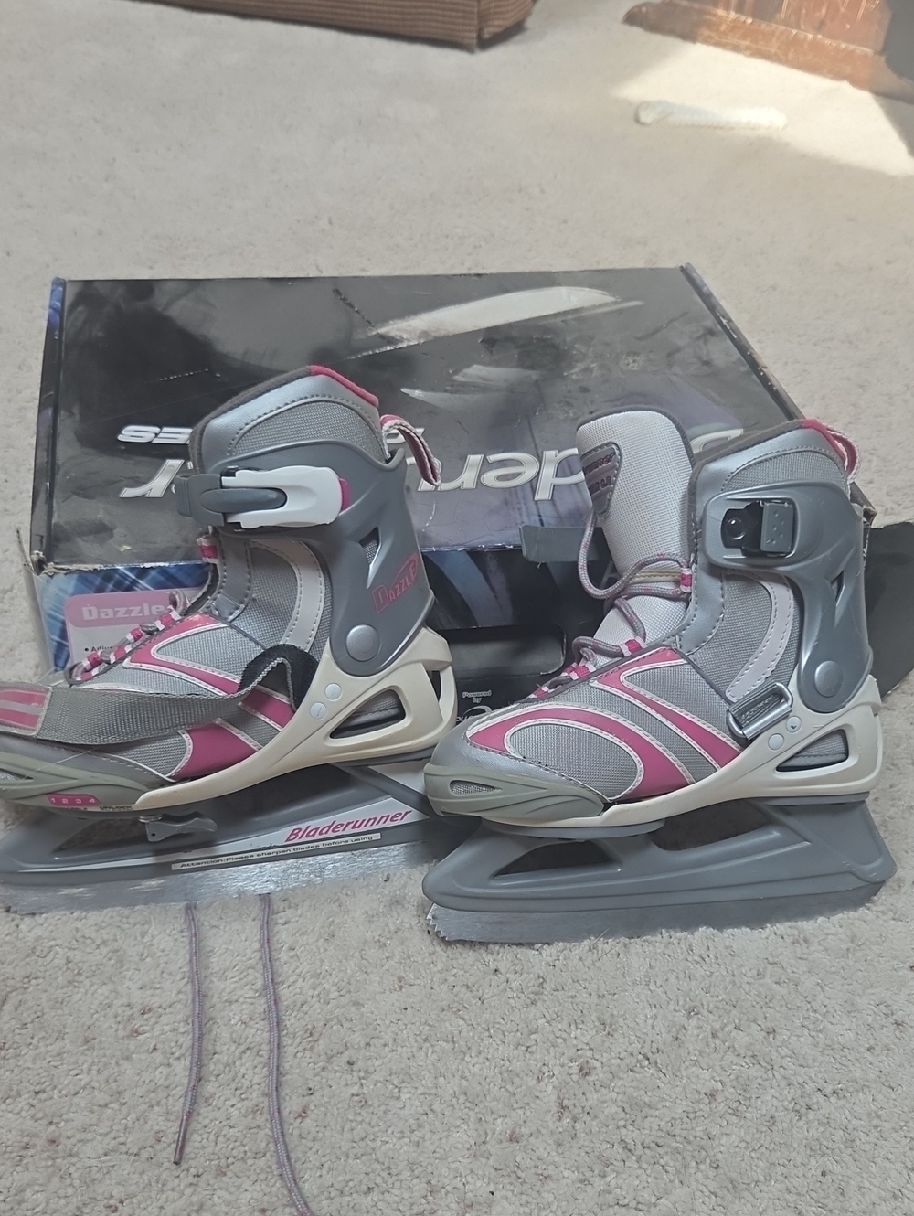 Bladerunner Kids Adjustable Ice Skates in Grey and Pink
